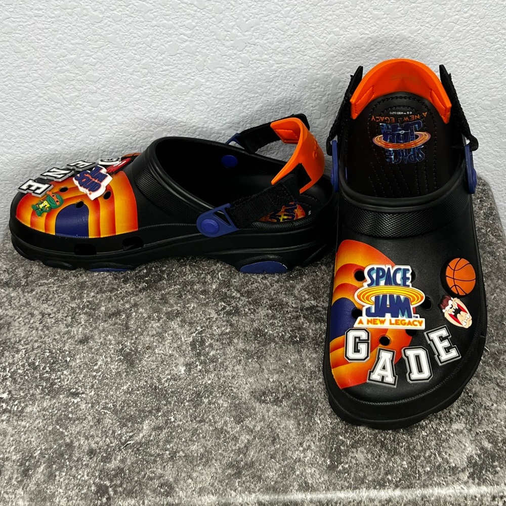 Space Jam x Classic Clogs 'Tune Squad' - Black and Orange M 10/W 12 Extra Charms